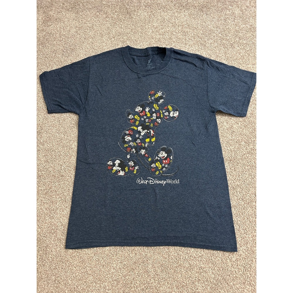 Disney World T-Shirt Small Blue Excellent Mickey Mouse Silhouette Graphic Tee